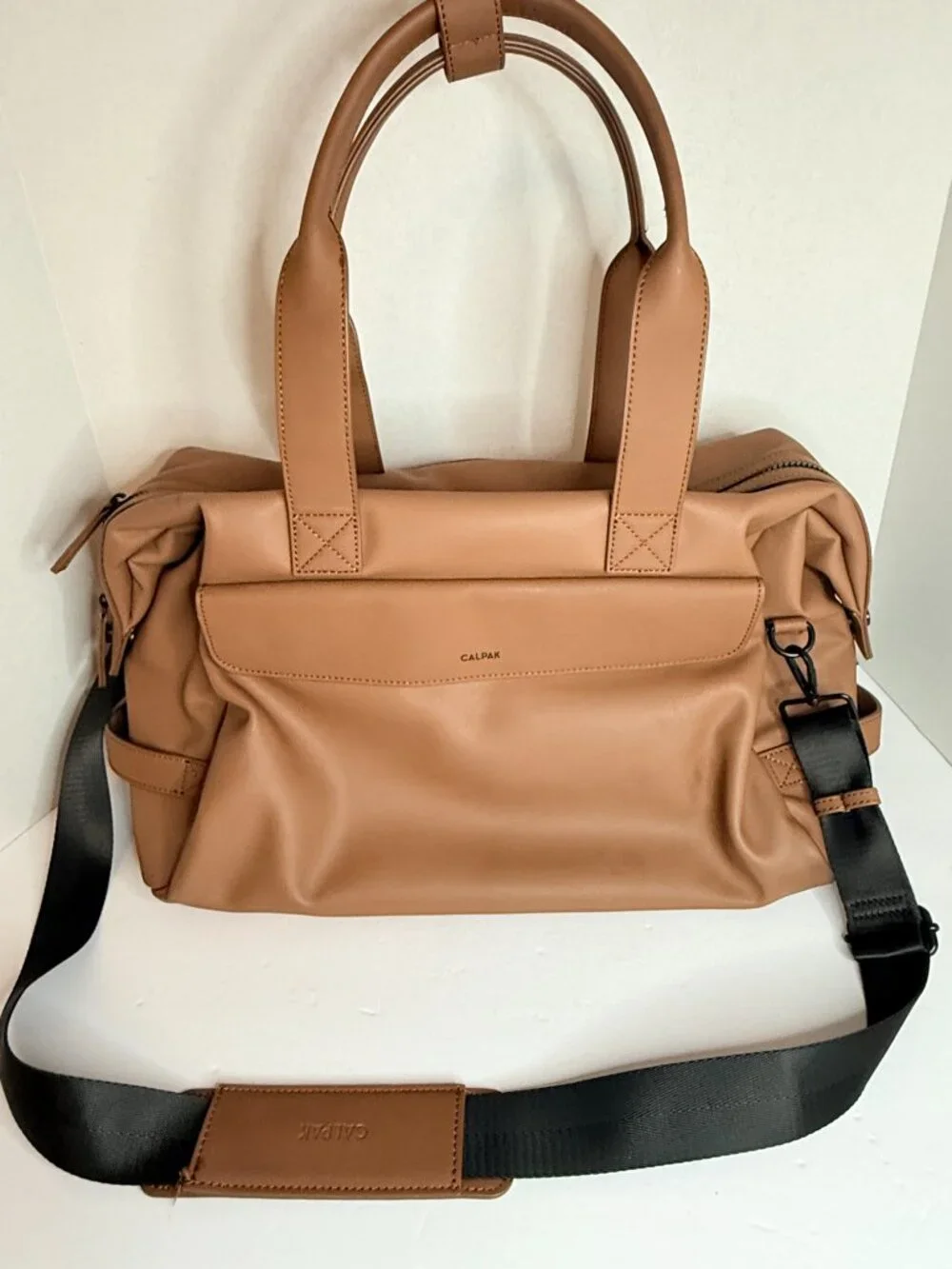 CALPAK Tan Brown Travel Duffel Weekender Carryon Overnight- Some Peeling
